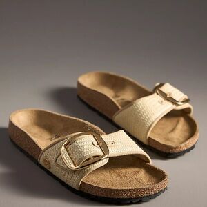 Birkenstock Madrid Big Buckle Raffia Sandals